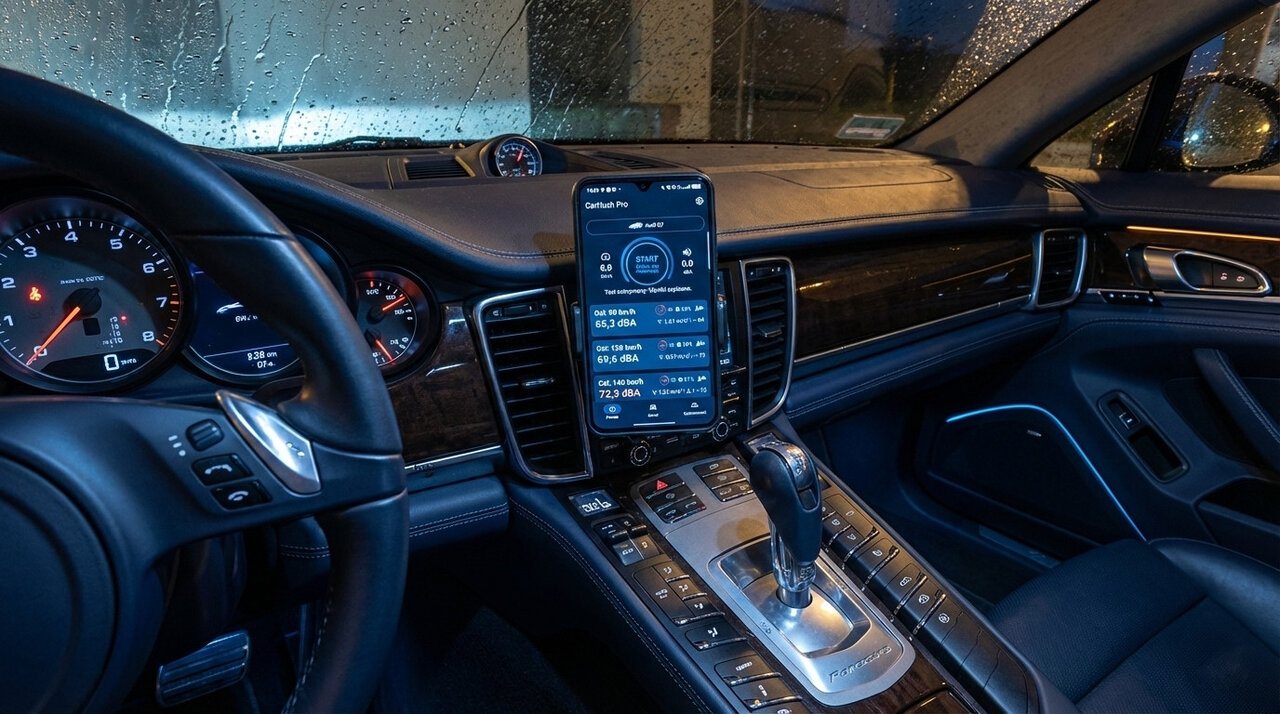 CarHush App Main Screen in Car Interior